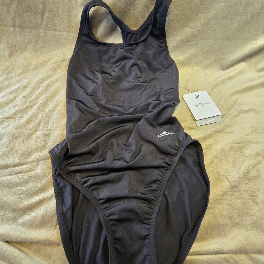 Dolfin Women's Performance Back One Piece Swimsuit - Black‎ - Size 34 - NWT